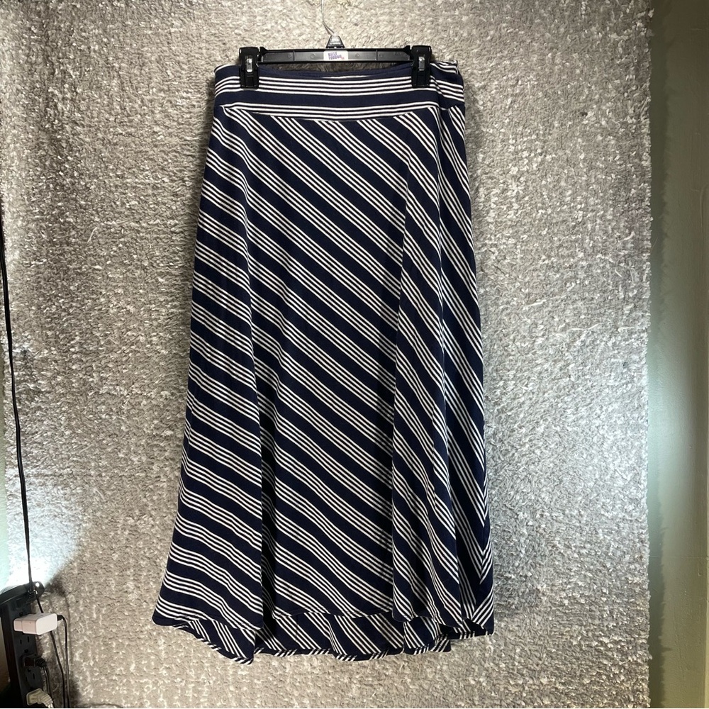 Talbots Striped Maxi Nautical Skirt Women’s Size Medium Navy White Preppy